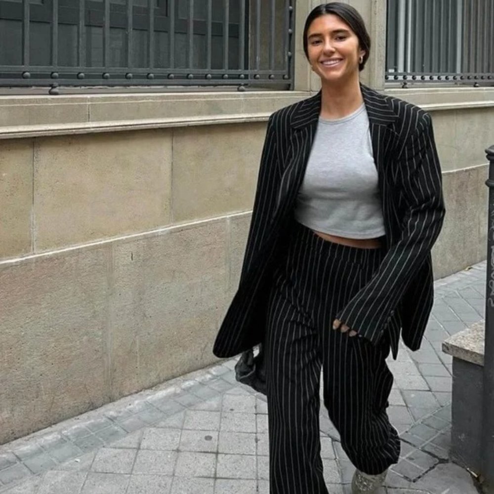 Na-kd Stripped Black Oversized Suit Size 6